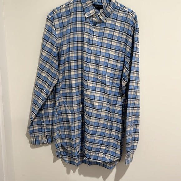 Lands End Men’s Plaid Button Down Shirt 17-37 Tall Supima No Iron Oxford - Picture 2 of 4